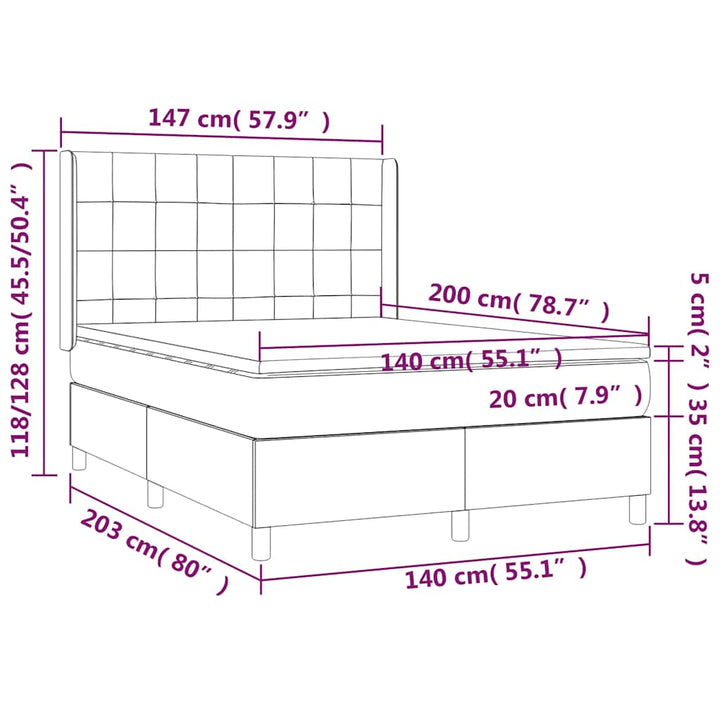 kontinentalseng med madras 140x200 cm stof sort