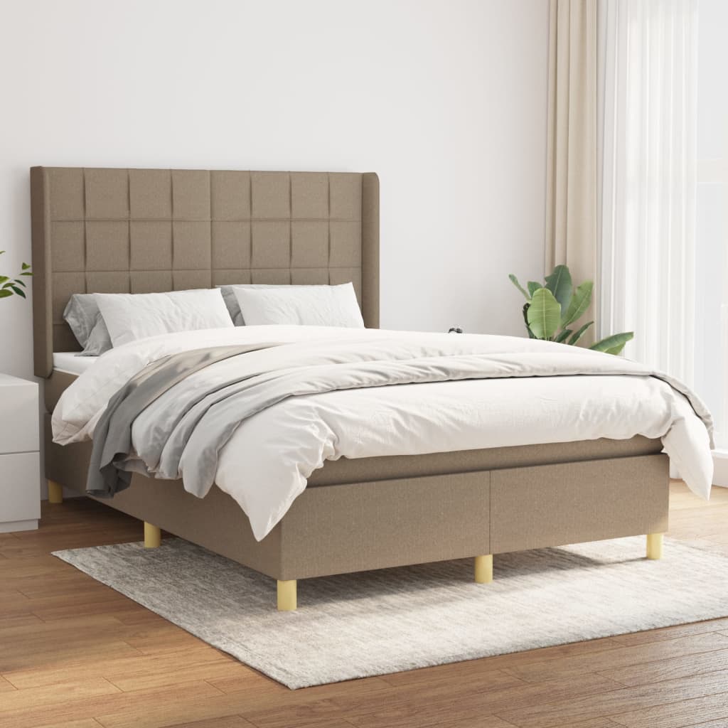 kontinentalseng med madras 140x200 cm stof gråbrun