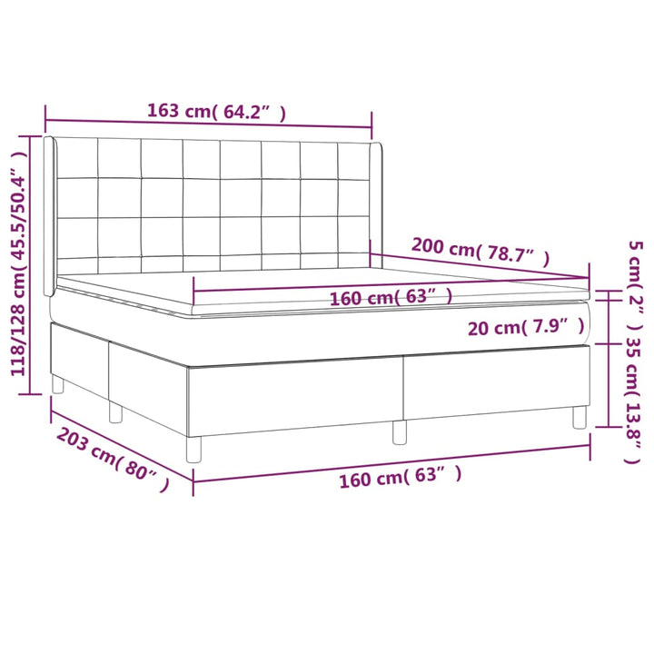 kontinentalseng med madras 160x200 cm stof sort