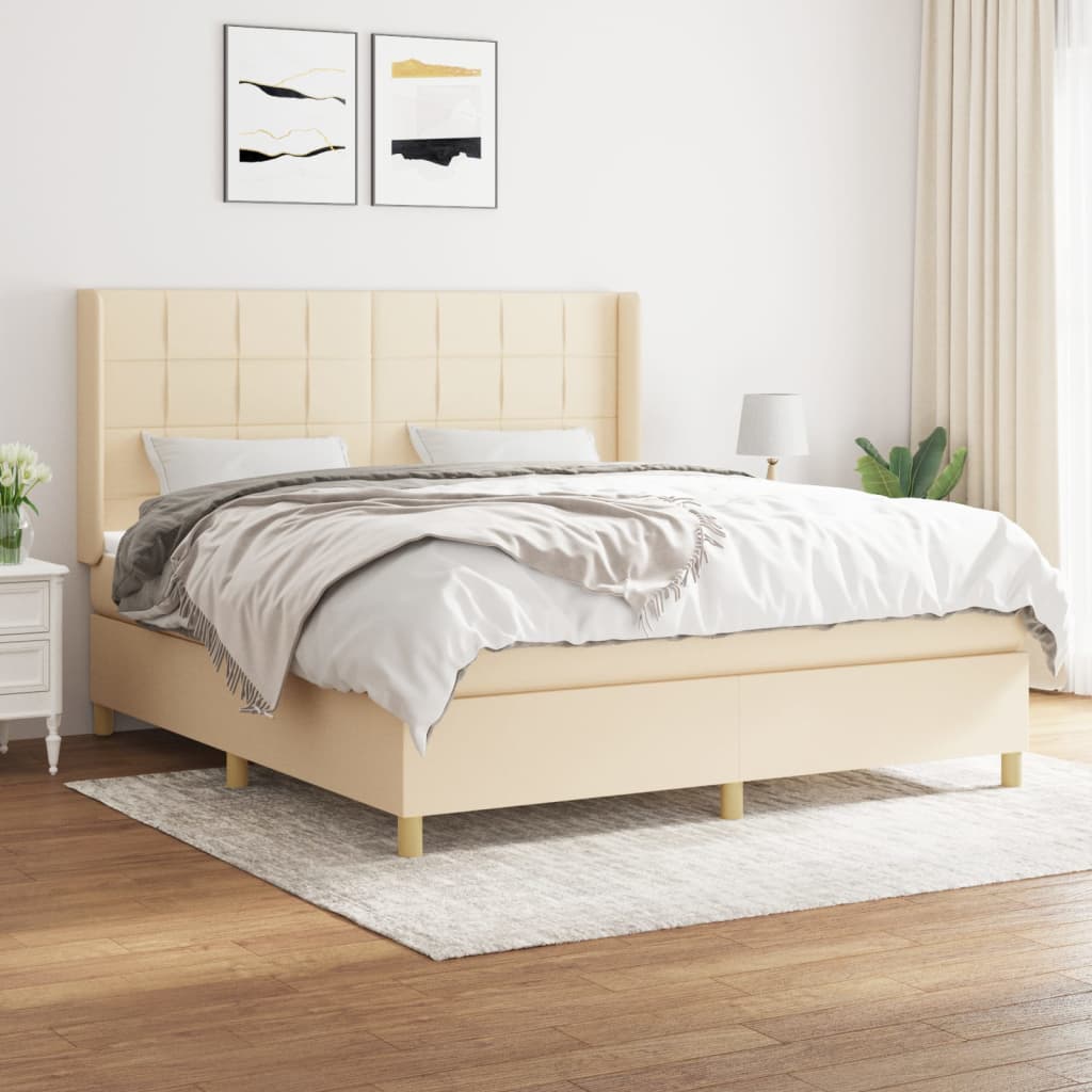 kontinentalseng med madras 160x200 cm stof cremefarvet