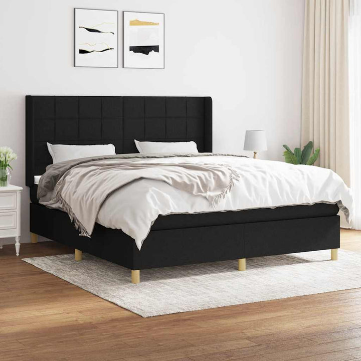 kontinentalseng med madras 180x200 cm stof sort