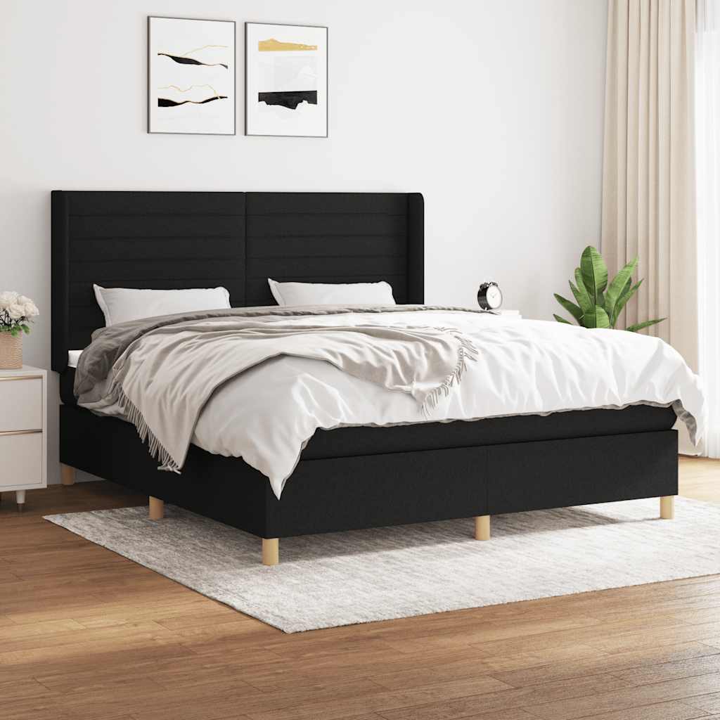 kontinentalseng med madras 160x200 cm stof sort