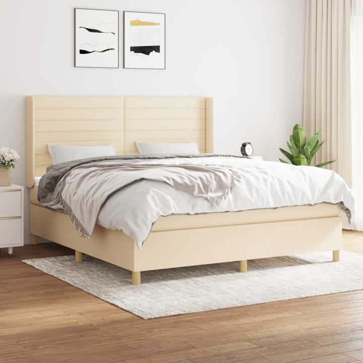 kontinentalseng med madras 160x200 cm stof cremefarvet