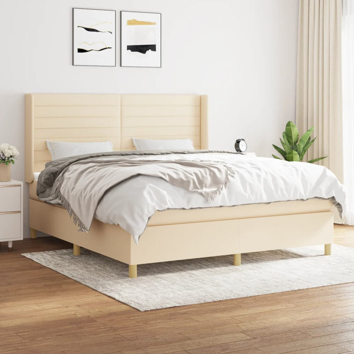 kontinentalseng med madras 180x200 cm stof cremefarvet