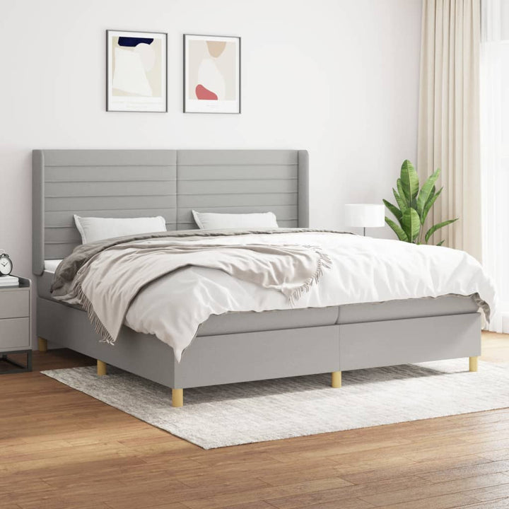 kontinentalseng med madras 200x200 cm stof lysegrå