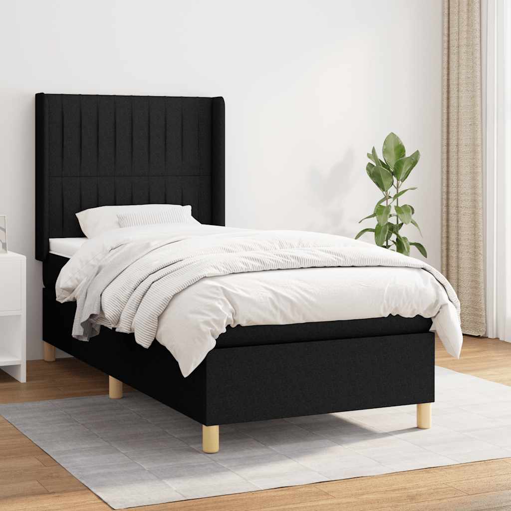 kontinentalseng med madras 90x190 cm stof sort