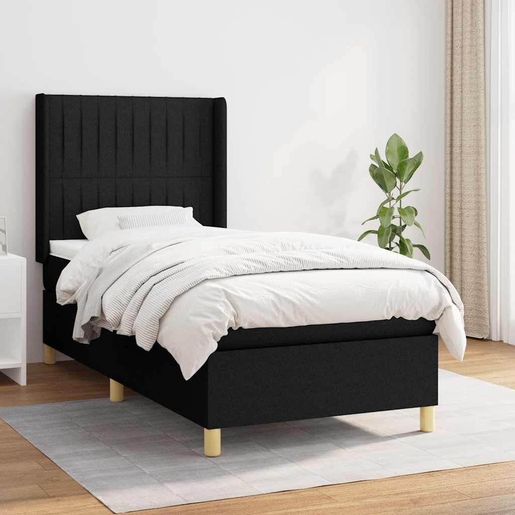 kontinentalseng med madras 90x200 cm stof sort