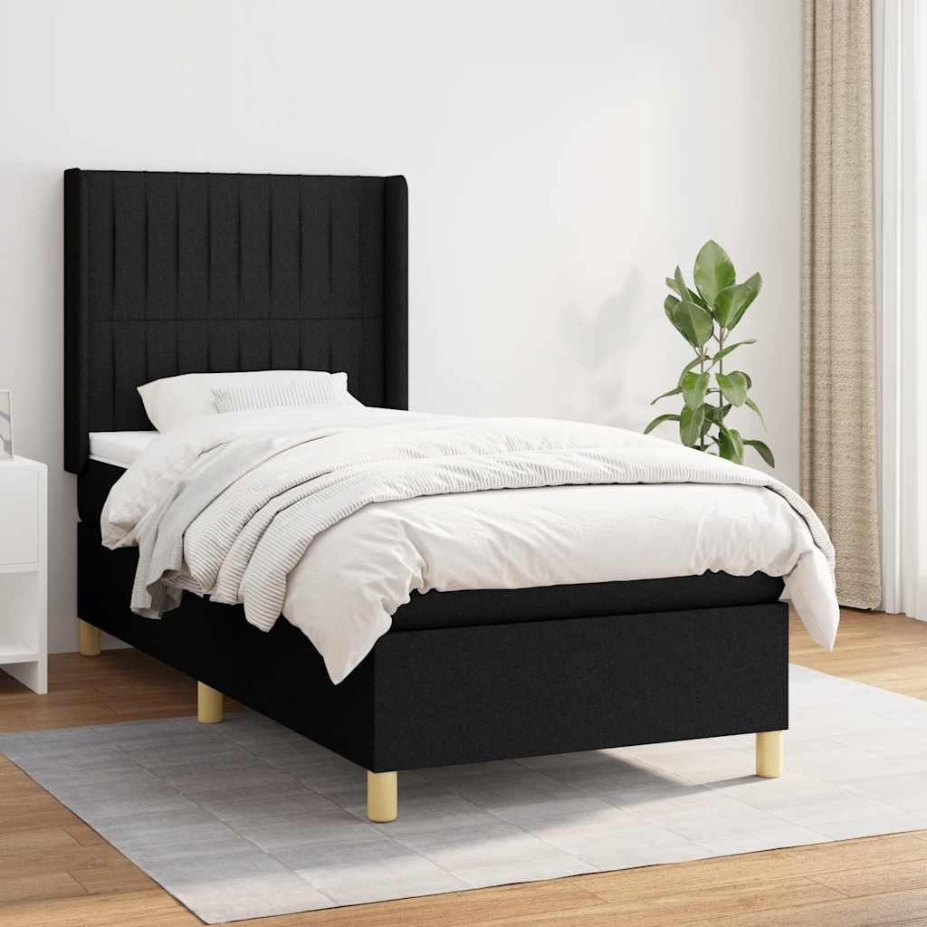 kontinentalseng med madras 100x200 cm stof sort