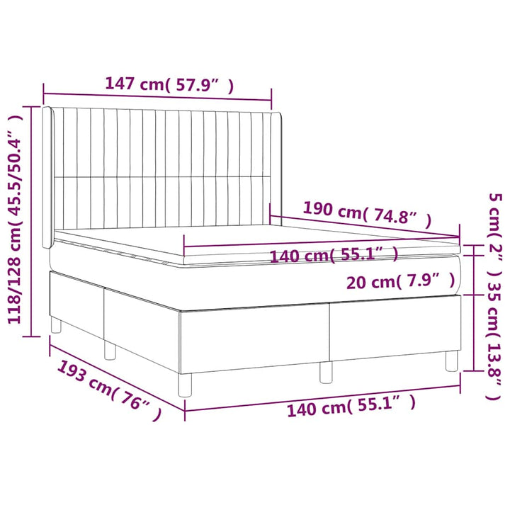 kontinentalseng med madras 140x190 cm stof sort