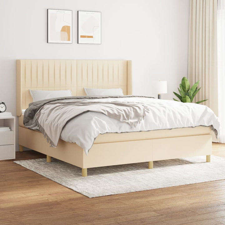 kontinentalseng med madras 160x200 cm stof cremefarvet