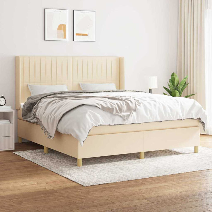 kontinentalseng med madras 180x200 cm stof cremefarvet
