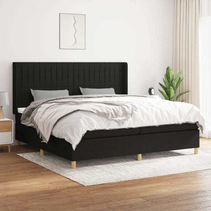 kontinentalseng med madras 200x200 cm stof sort