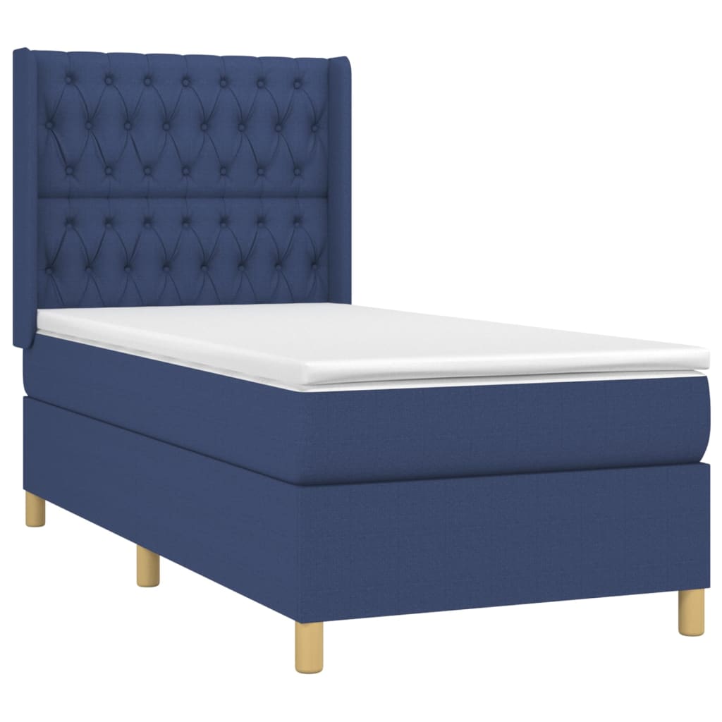 kontinentalseng med madras 90x190 cm stof blå