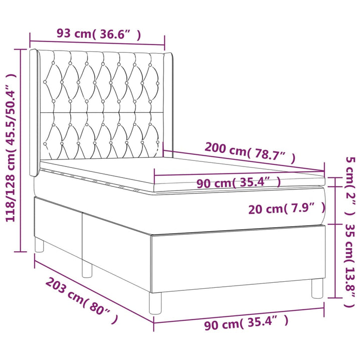 kontinentalseng med madras 90x200 cm stof blå