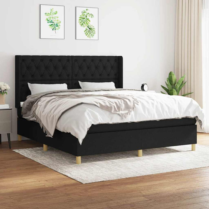 kontinentalseng med madras 160x200 cm stof sort