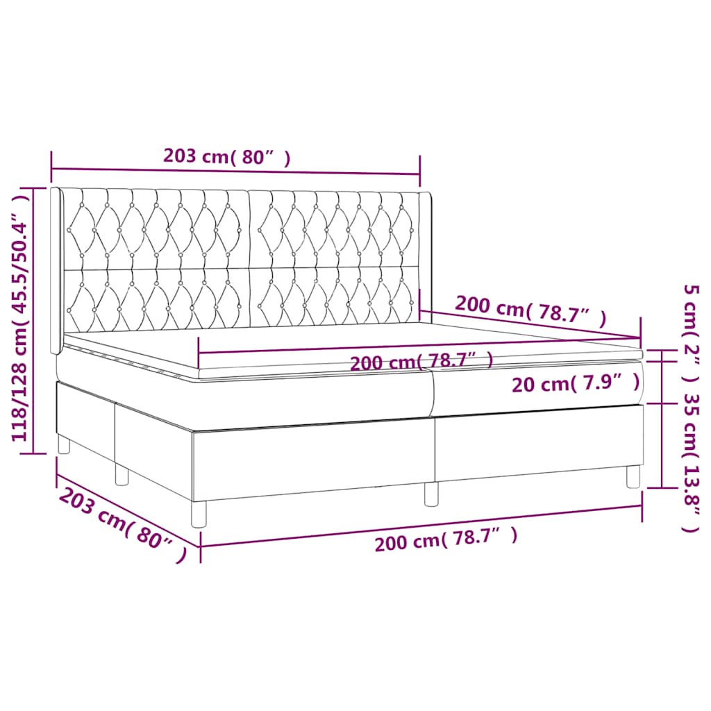 kontinentalseng med madras 200x200 cm stof sort