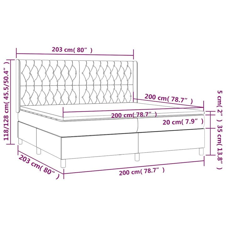 kontinentalseng med madras 200x200 cm stof sort