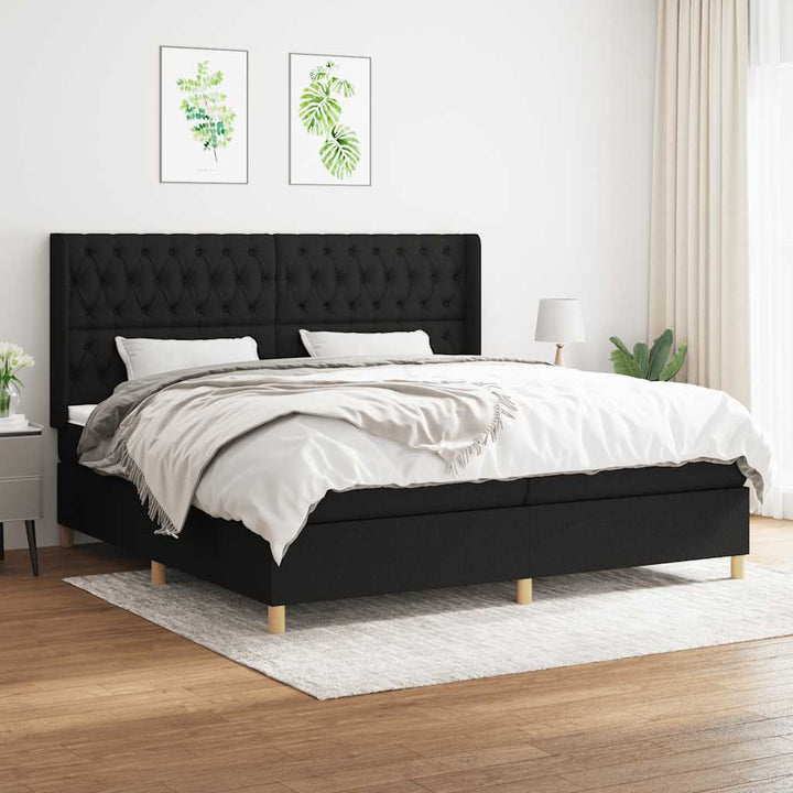 kontinentalseng med madras 200x200 cm stof sort