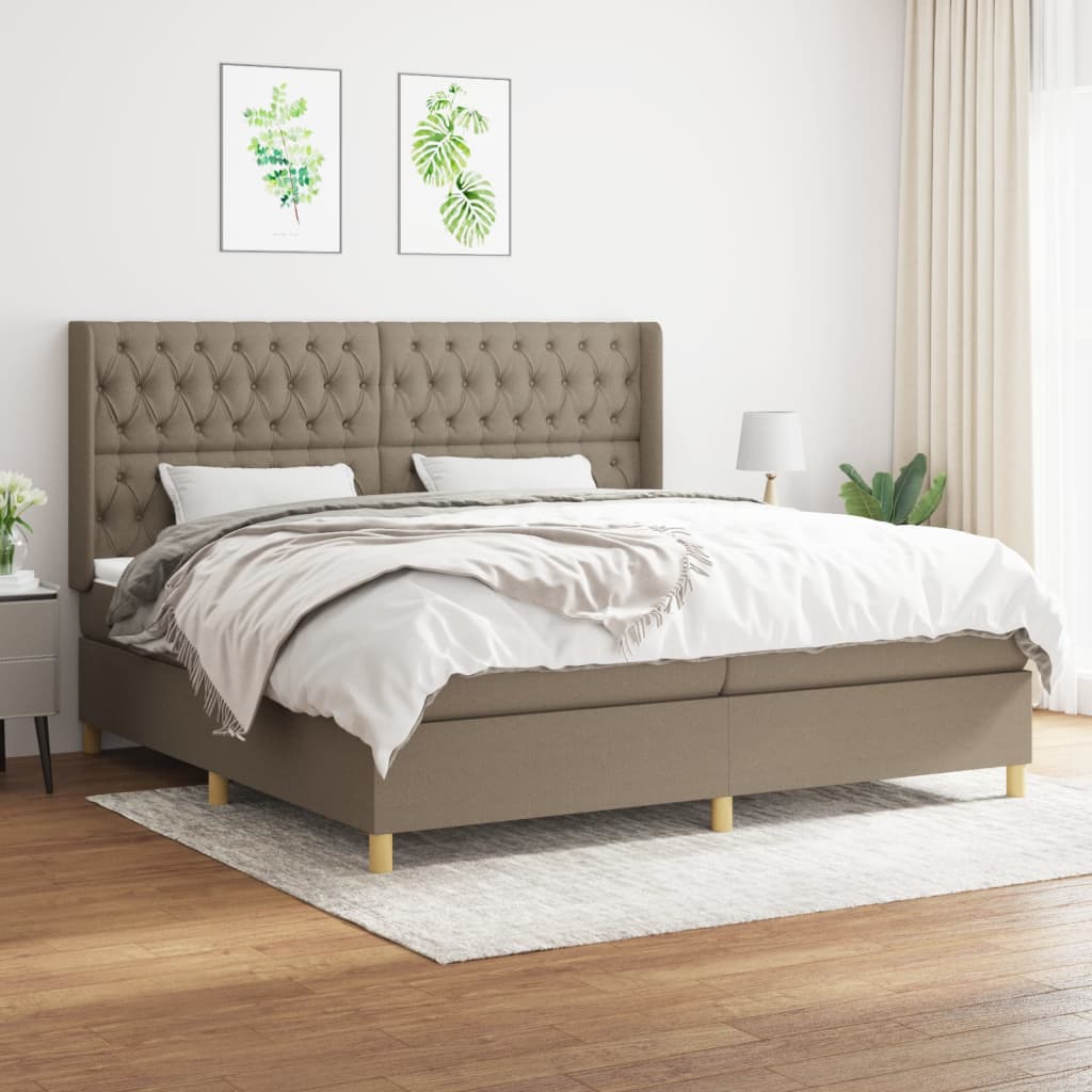 kontinentalseng med madras 200x200 cm stof gråbrun