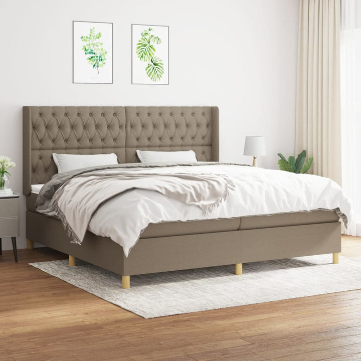 kontinentalseng med madras 200x200 cm stof gråbrun