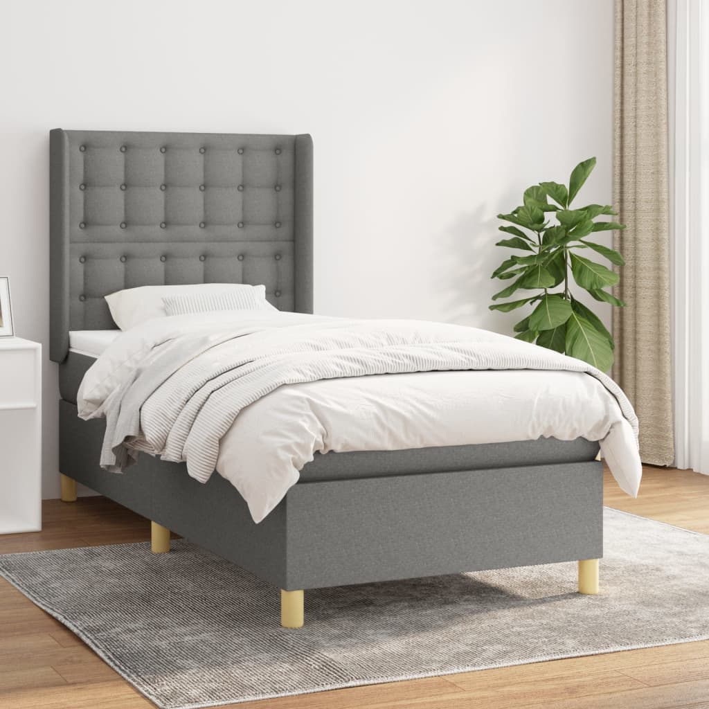 kontinentalseng med madras 80x200 cm stof mørkegrå