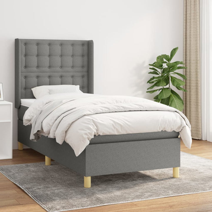 kontinentalseng med madras 90x200 cm stof mørkegrå