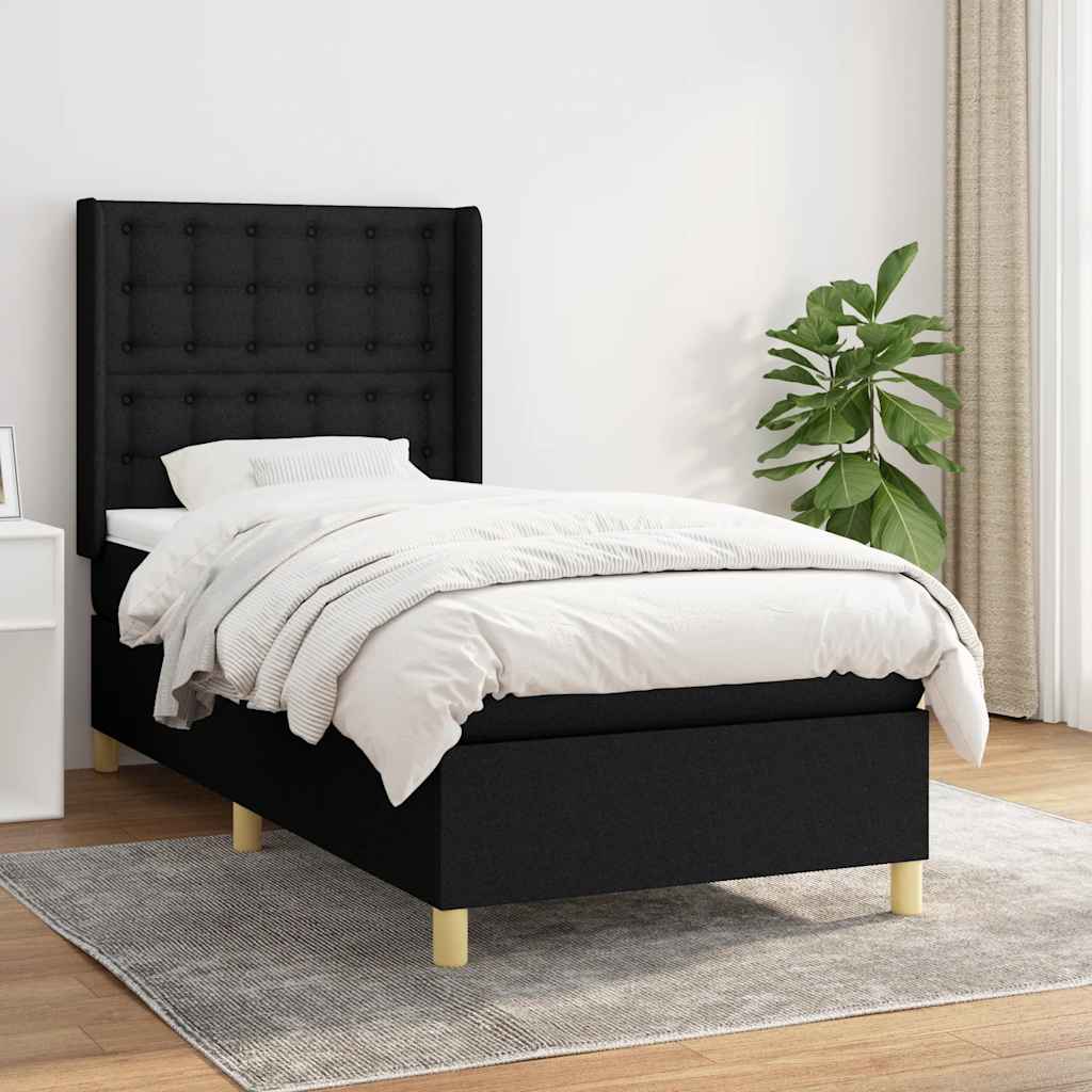 kontinentalseng med madras 90x200 cm stof sort