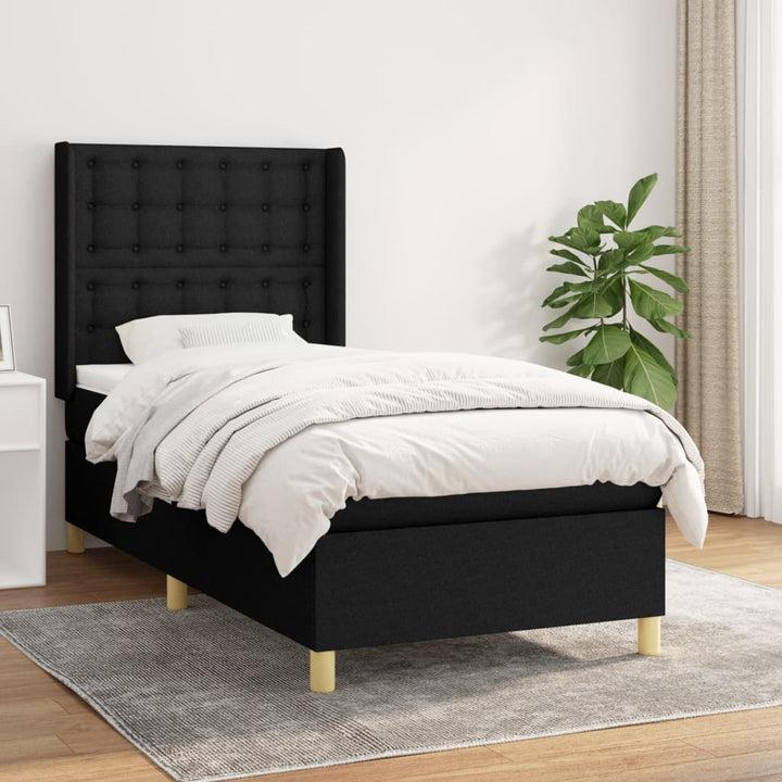 kontinentalseng med madras 100x200 cm stof sort