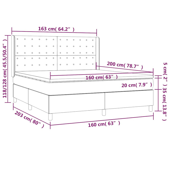 kontinentalseng med madras 160x200 cm stof sort
