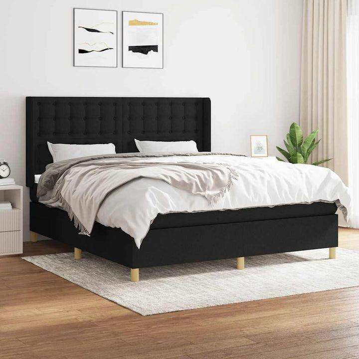 kontinentalseng med madras 180x200 cm stof sort