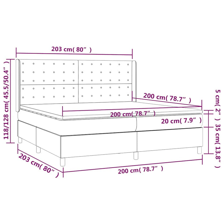 kontinentalseng med madras 200x200 cm stof sort