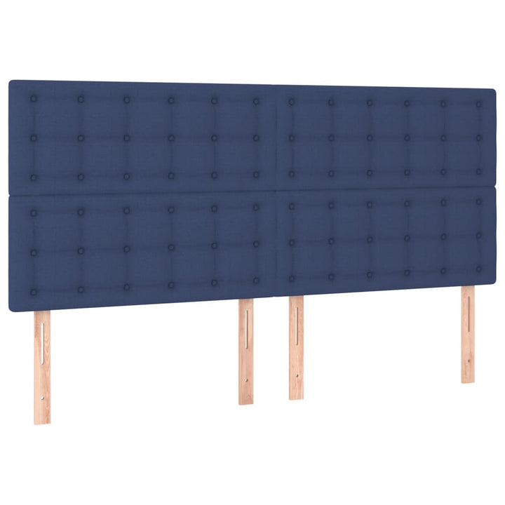 kontinentalseng med madras 200x200 cm stof blå