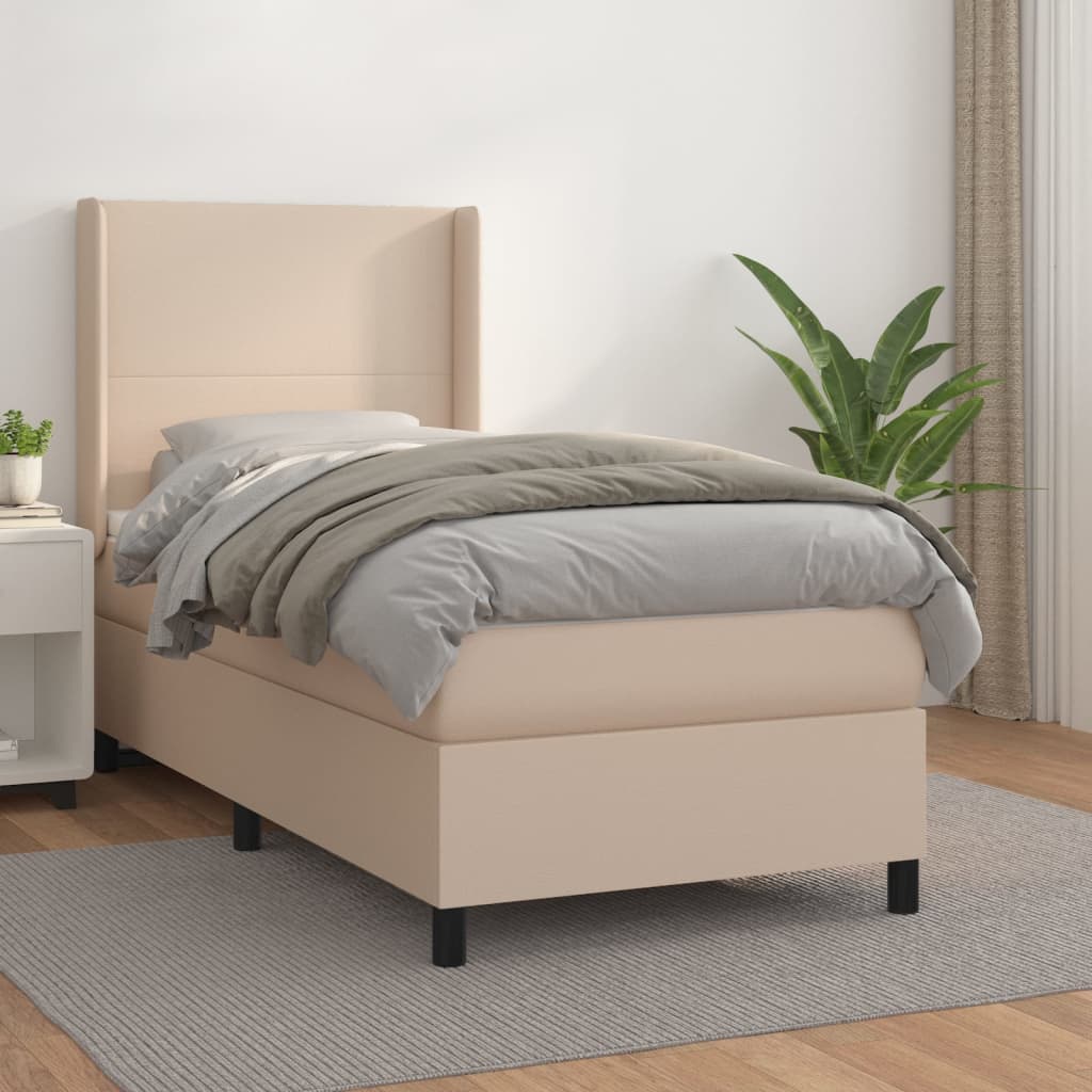 kontinentalseng 90x200 cm kunstlæder cappuccinofarvet