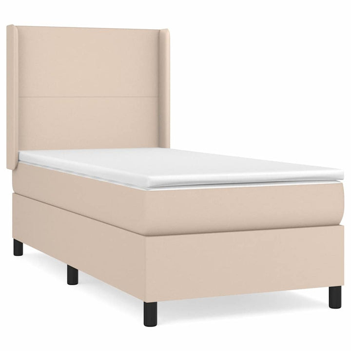 kontinentalseng 100x200 cm kunstlæder cappuccinofarvet