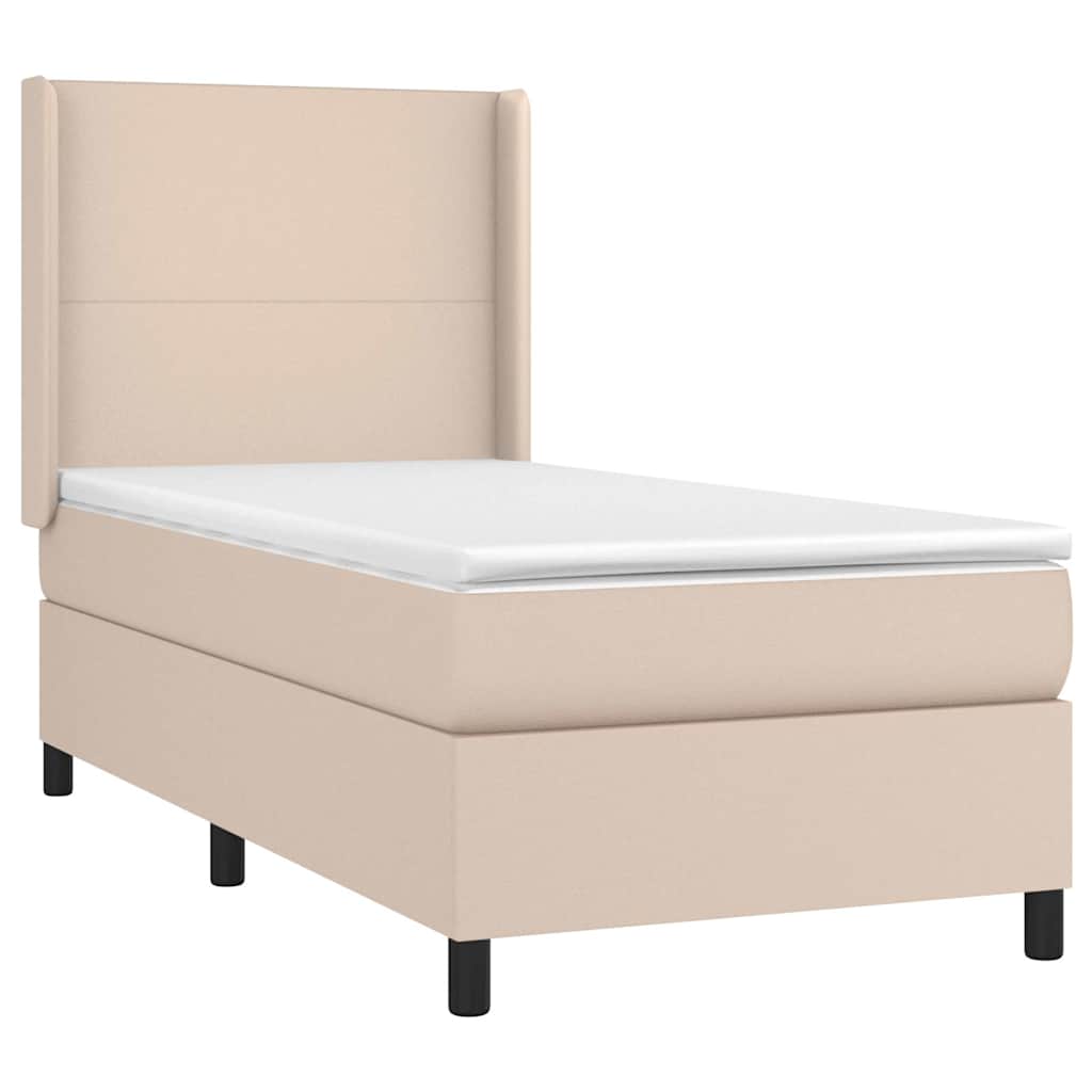 kontinentalseng 100x200 cm kunstlæder cappuccinofarvet