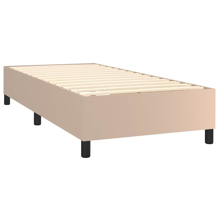 kontinentalseng 100x200 cm kunstlæder cappuccinofarvet
