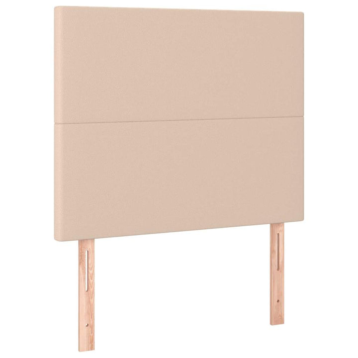 kontinentalseng 100x200 cm kunstlæder cappuccinofarvet