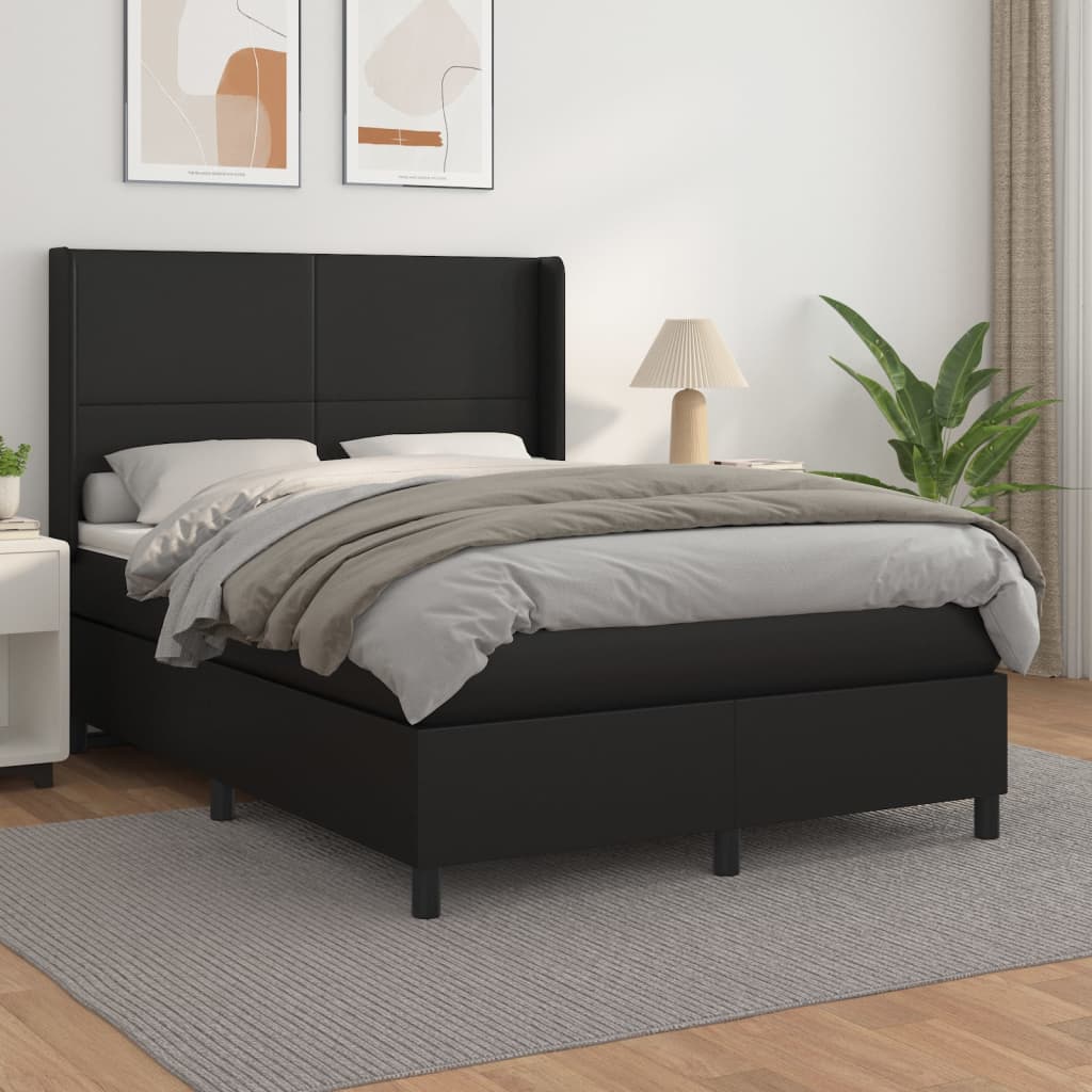 kontinentalseng med madras 140x190 cm kunstlæder sort