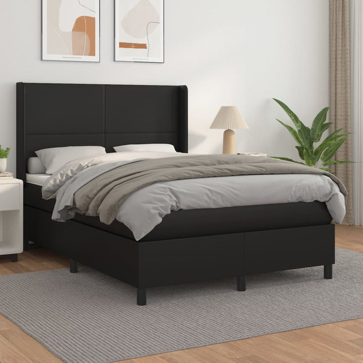 kontinentalseng med madras 140x190 cm kunstlæder sort