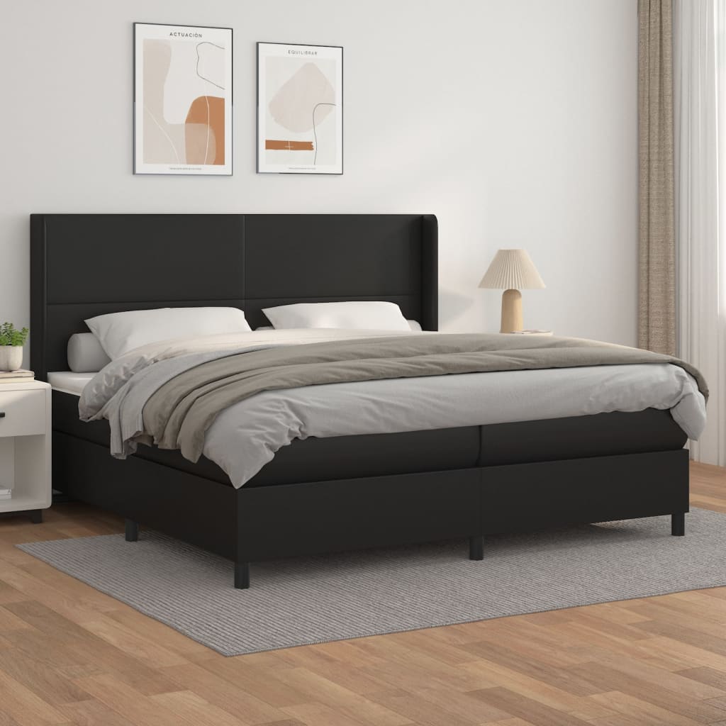 kontinentalseng med madras 200x200 cm kunstlæder sort