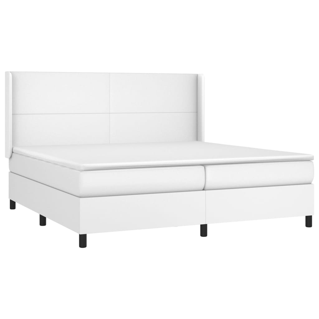 kontinentalseng med madras 200x200 cm kunstlæder hvid