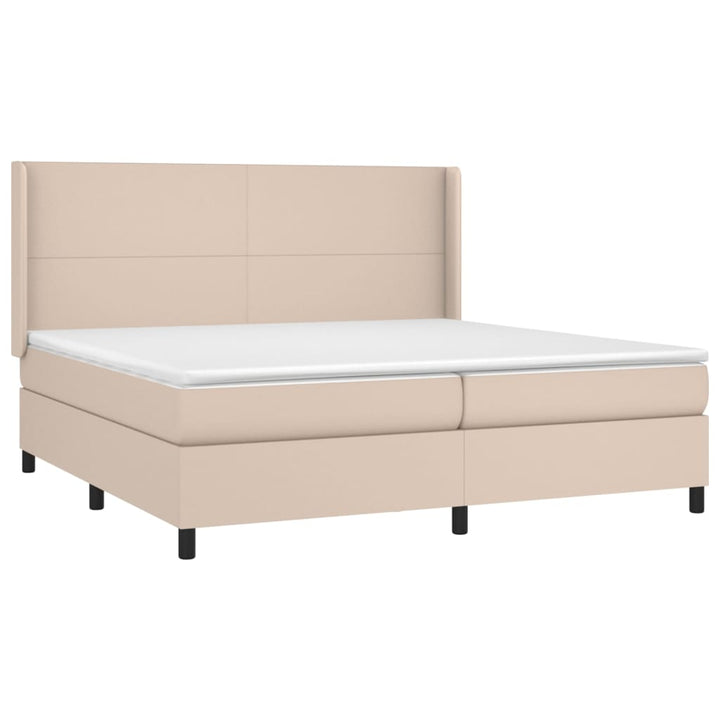 kontinentalseng 200x200 cm kunstlæder cappuccinofarvet