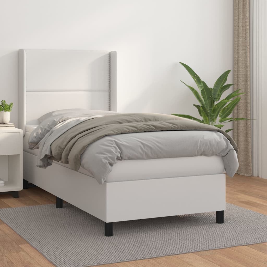 kontinentalseng med madras 100x200 cm kunstlæder hvid