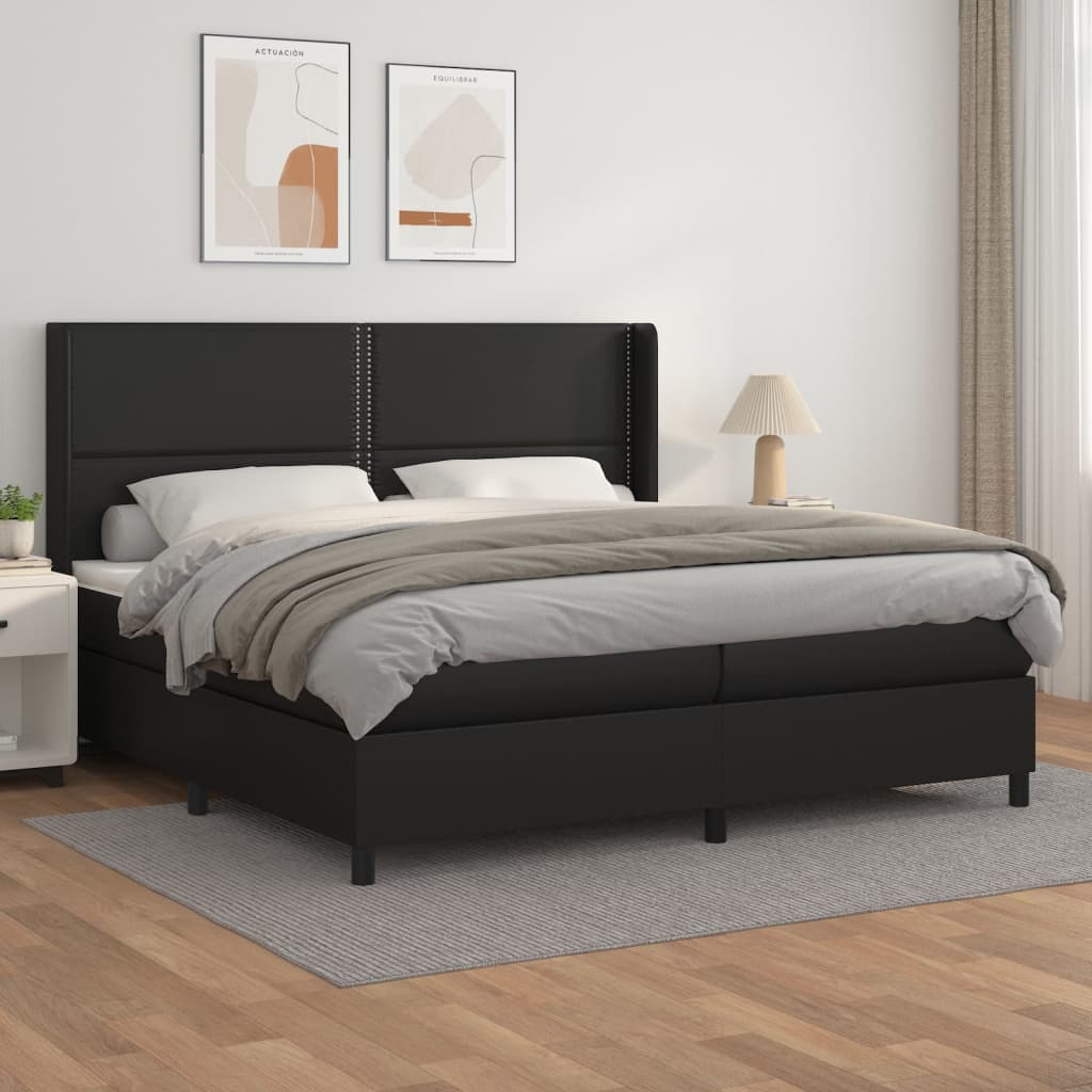 kontinentalseng med madras 200x200 cm kunstlæder sort