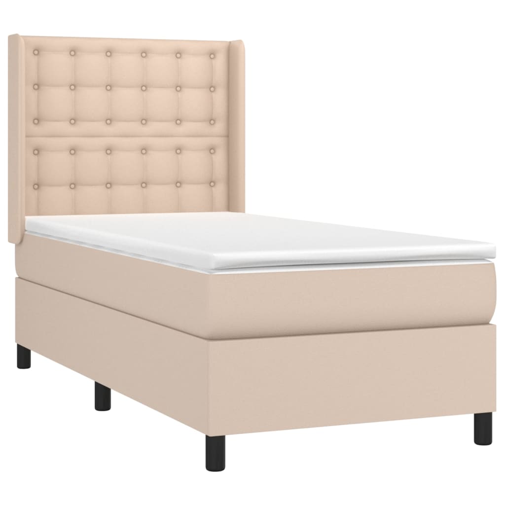 kontinentalseng 90x190 cm kunstlæder cappuccinofarvet