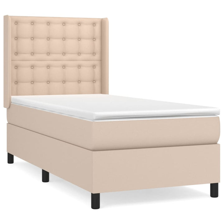 kontinentalseng 100x200 cm kunstlæder cappuccinofarvet