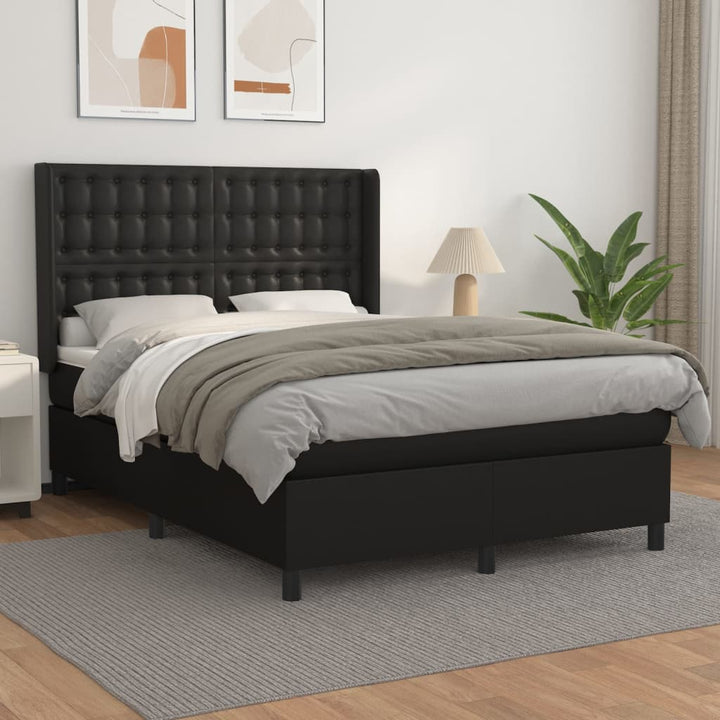 kontinentalseng med madras 140x190 cm kunstlæder sort