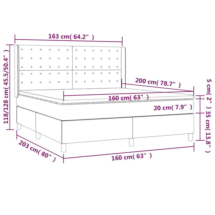 kontinentalseng 160x200 cm kunstlæder cremefarvet