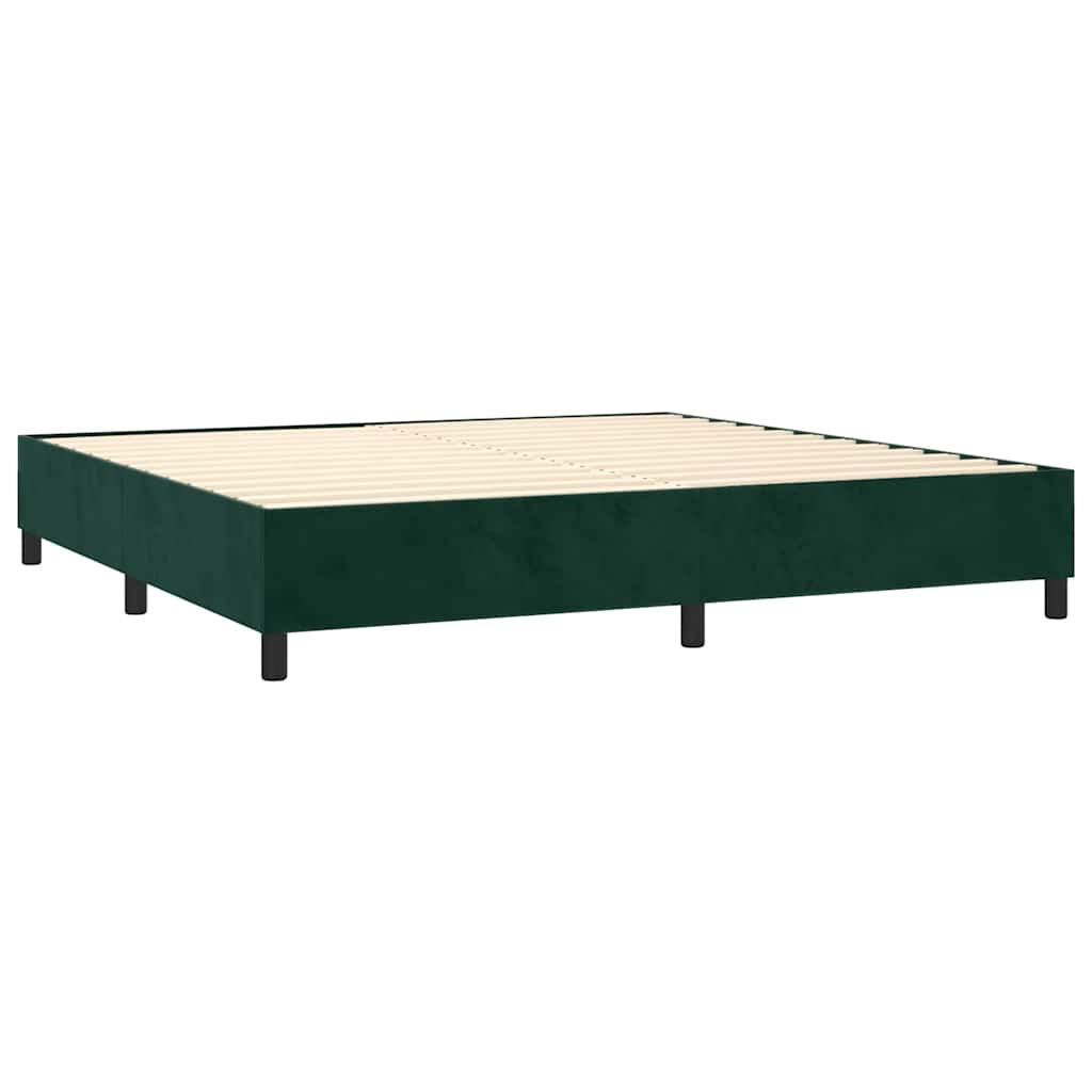 kontinentalseng med madras 200x200 cm fløjl mørkegrøn