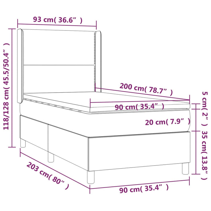 kontinentalseng med madras 90x200 cm fløjl lyserød